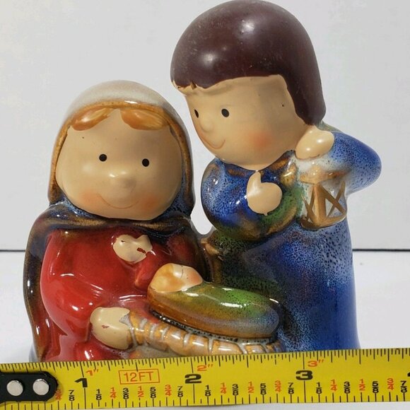 Glazed Ceramic Nativity Christmas Mary Joseph Baby Jesus figurines children - Picture 9 of 12